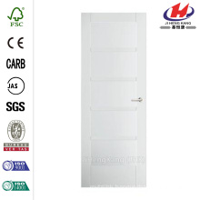 36 in. x 96 in. Moda Primed White 5-Panel Solid Core Wood Interior Door Slab